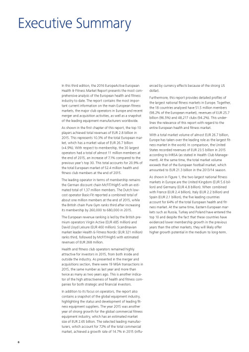 European Health& Fitness Market report 2016 - EHFMR-E-BOOK