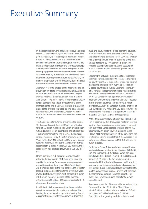 European Health & Fitness Market report 2015 - EHFMR-E-BOOK